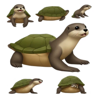 Loutre sur une tortue sticker