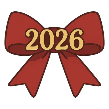new year 2026 bow ,remove background sticker