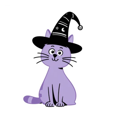 violet cat in magic hat sticker