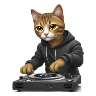 DJ cat with turntable sticker