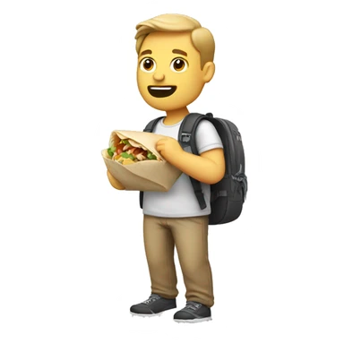 white guy with backpack eating a burrito sticker