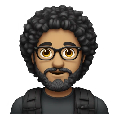 A Greek guy with black hair with curly hair and stylish glasses and a beard and big lips sticker