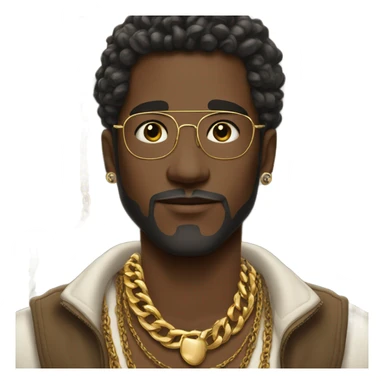 Guy with gold jewelry sticker