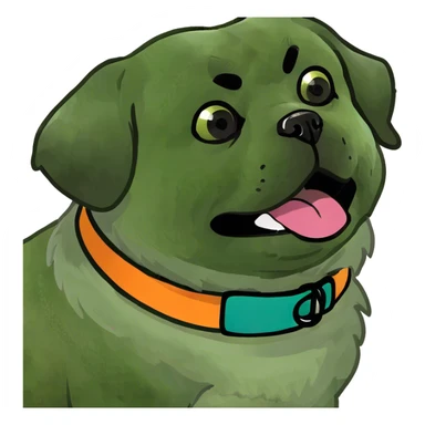 Brown pekingese with black snout with tongue sticking out sticker