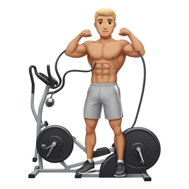 standing fit man cable-machine-exercise sticker