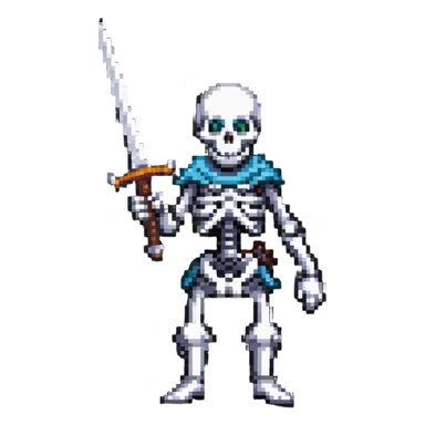 skeleton holding a curved sword sticker