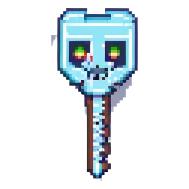 lockpick modeled after a real-life lockpick, Minecraft pixel art style, metallic sticker