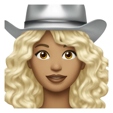 beyonce with bleach blonde hair and a silver cowboy hat  sticker