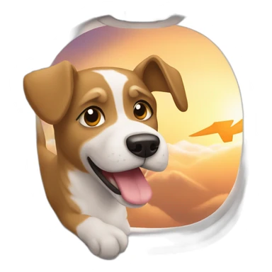 Perro viajando en un avion sticker