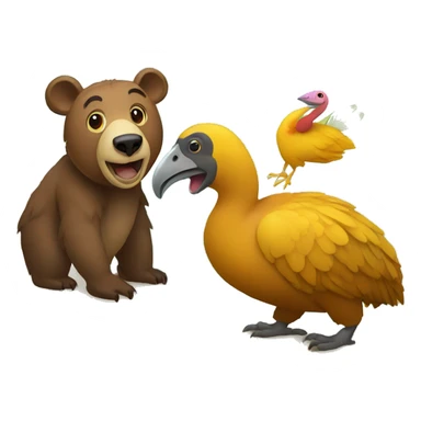 a European bear and a Mauritius dodo  sticker