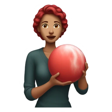 Dark red hair mexican woman holding a red bath bomb in her hands sticker