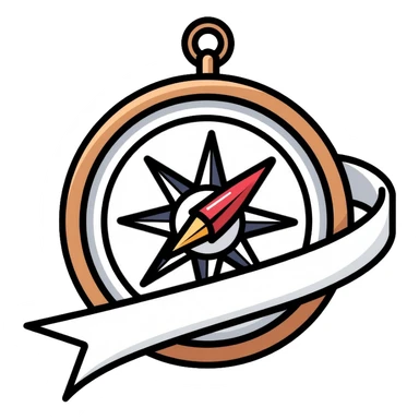 compass with elegant white ribbon wrapped around it sticker