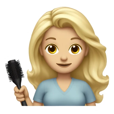 Blonde haired woman with blow dryer and brush in hands  sticker