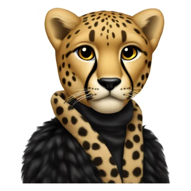 Cheetah wearing black fur coat  sticker