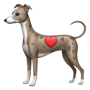 brindle grey whippet hearts sticker