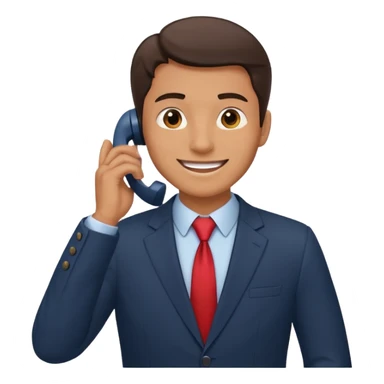 A man on the phone about to make a complaint but happy sticker