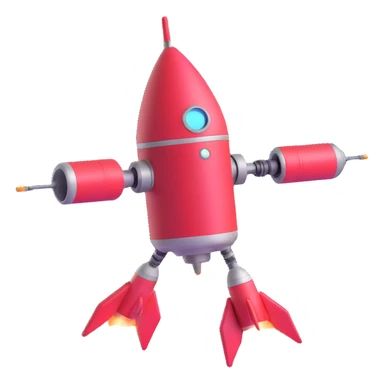 robot with rocket thrusters taking off sticker