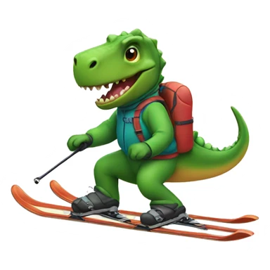 Dino skiing sticker