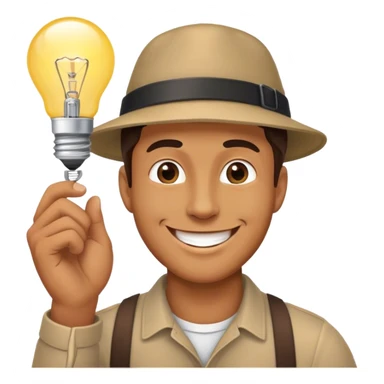 man with bulb happy sticker