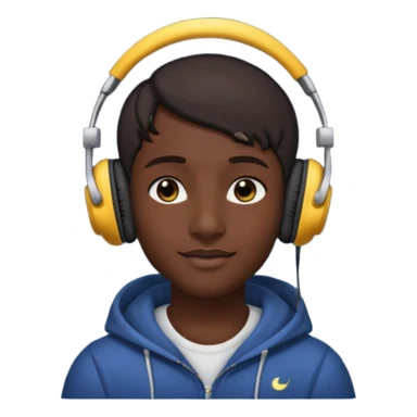 gecə ve kulaklık takmış bir ay sticker