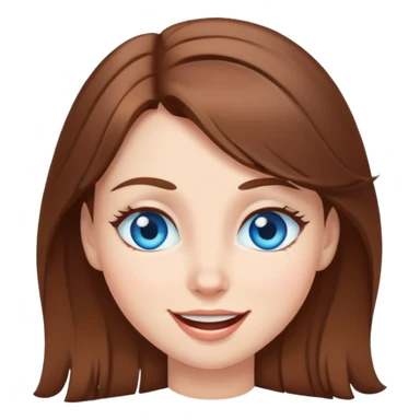 girl with brown hair and blue eyes, winking sticker