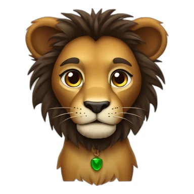 Lion crinière noire fourrure marron yeux verts   sticker