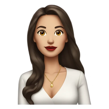 Brunette woman with long hair, painted lips, secretary and big earrings sticker