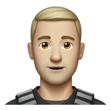 an white skin prisoner in an dark gray uniform. very realistic and detailed sticker