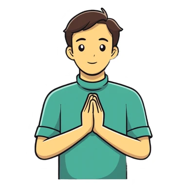 man holding hands around his neck sticker