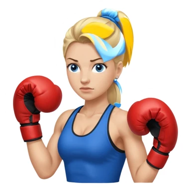 Rubia de ojos azules boxeo con pelo recogido y mostrando cuerpo sticker