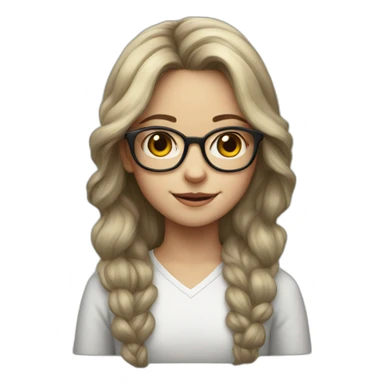 white young girl with glasses and horns sticker