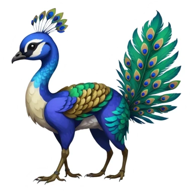  beautiful handsome gorgeous aesthetic colorful vibrant Vernid-Trico-species-Fakemon-creature by LiLaiRa, 4 legs, 1 tail, random markings, (full body) with a peacock-feather-tail sticker