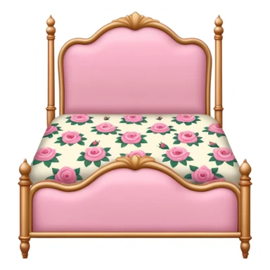 pink bed with vintage frame & floral rose sheets sticker