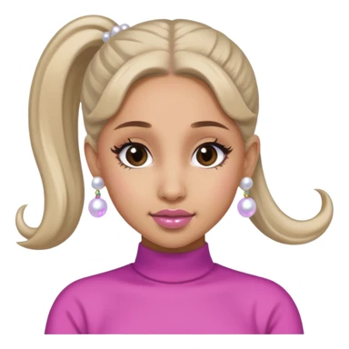 Ariana grande with a pony tail and pearl earrings  sticker