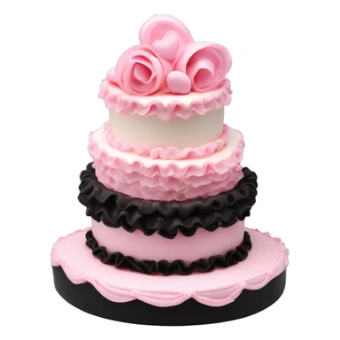 Birthday cake heart ruffles pink coquette black pink vanilla three tier heart shaped sticker