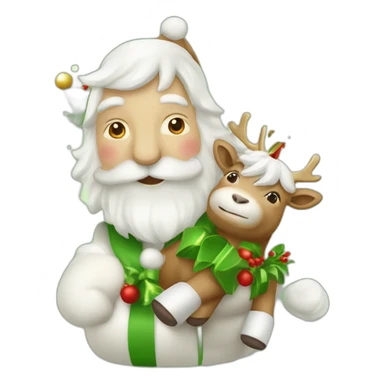Père Noël sur deux licornes vertes sticker