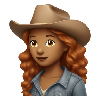 Biracial redhead girl with light brown eyes cowboy hat walking her cow sticker
