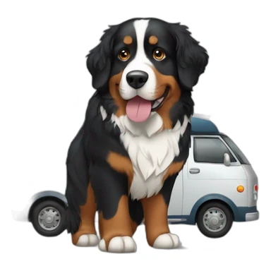 Bernese mountain dog travelling with a camper sticker