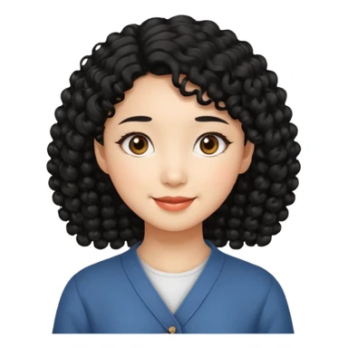 Asian girl with black curly hair sticker