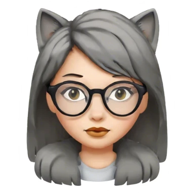 Girl with wolfcut hair and blacl glasses sticker