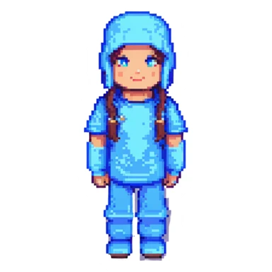 Extract and isolate the character in the blue outfit, preserving the original Minecraft pixel art style, colors, and details, with a transparent background. sticker