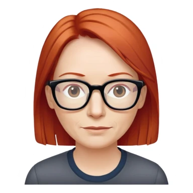 middle age Red head long straight hair pale skin wearing glasses sticker