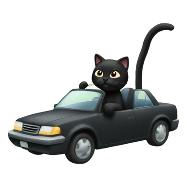 Black cat driving a car sticker