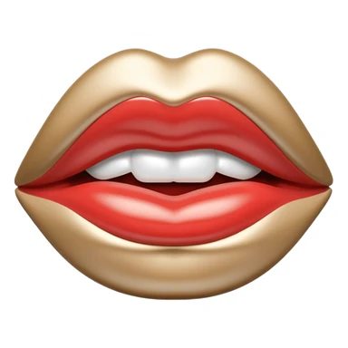 female lips emoji, smooth liquid metal chrome surface, sensual sculpted shape, high-gloss reflections, monochrome futuristic 3D style, isolated on white sticker