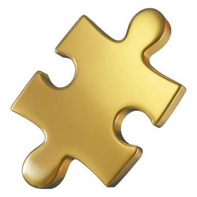 3D golden puzzle piece emoji #E9CB76, polished metal texture, floating on a deep midnight blue background #11263B, soft dramatic studio lighting, cinematic rim light, high quality 8k render. sticker