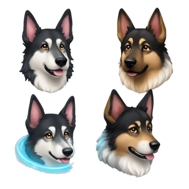  Black spotted brindle German shepherd husky fluffy ears and holographic harness running sticker