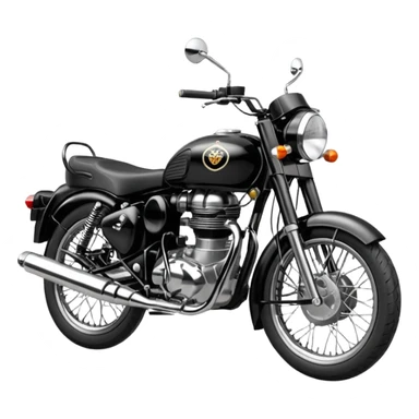 Black royal Enfield with white logo sticker