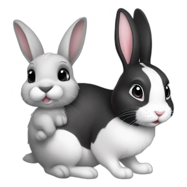 Black and white bunny and chincilla sticker