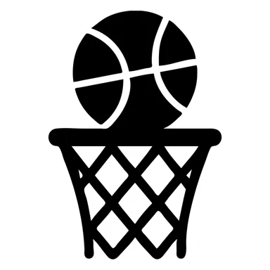 A basketball ball in a net sticker