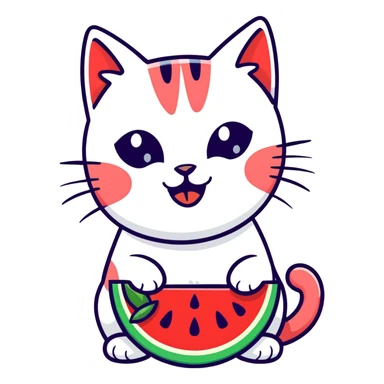 Cat eating watermelon  sticker
